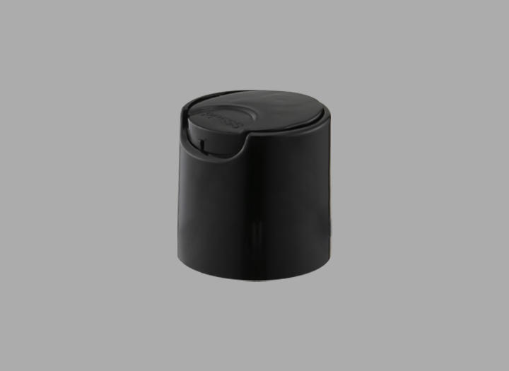 KR-5003 High quality cosmetic black pp aluminum disc press cap for bottles 