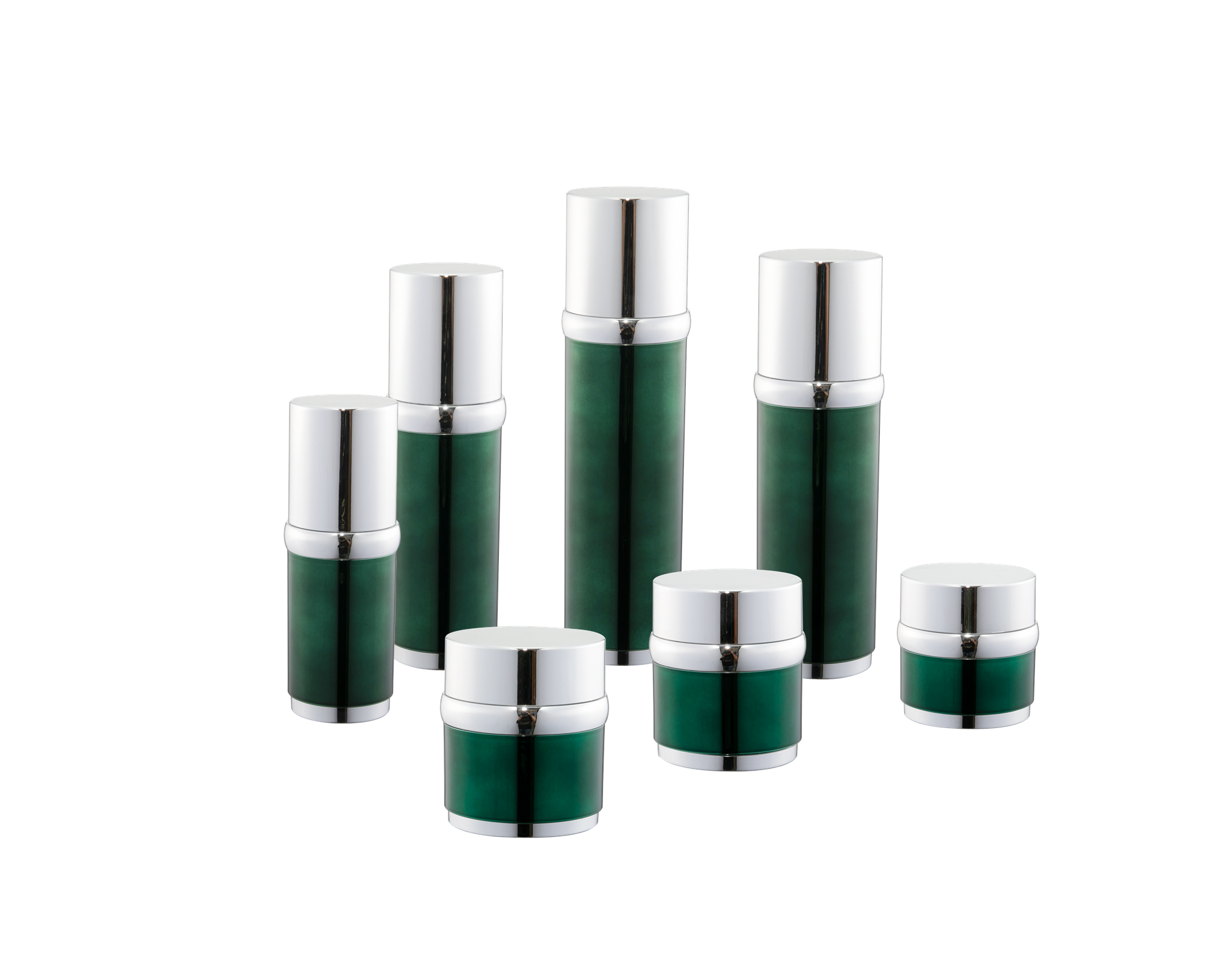 KR-4004 Cosmetic packaging hot bottle set for cosmetic Acrylic bottle and jar shiny gold acrylic 
